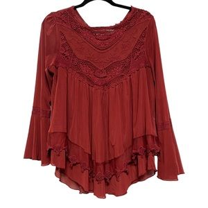 Altar’d State Crochet Bell Sleeve Top